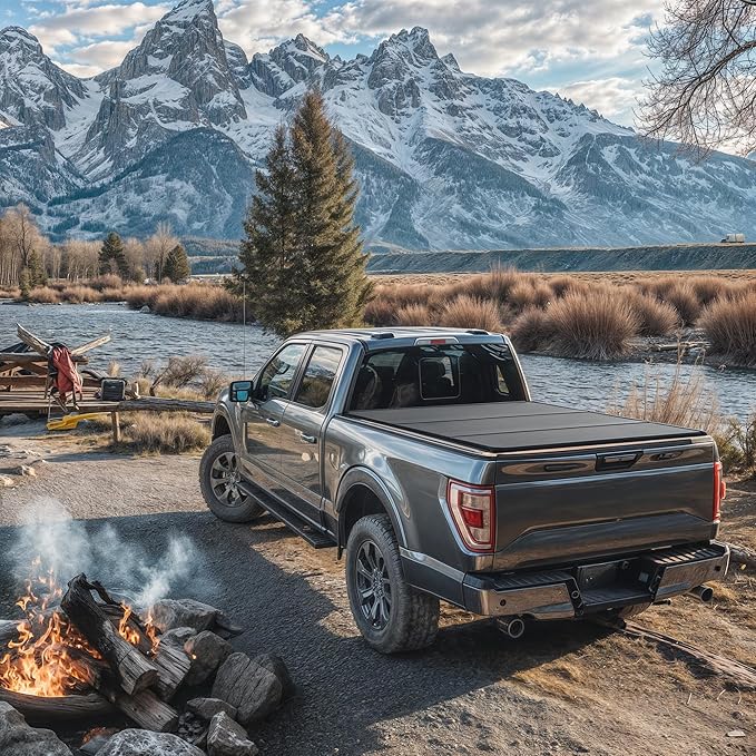 OEDRO FRP Hard Tri-fold Tonneau Cover Fold Truck Bed Covers Fits for Ford F150 F-150 2015-2024 with 5.5 Feet Bed