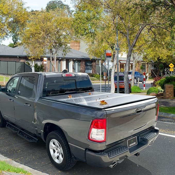 AUTOSAVER88 FRP Hard Tri-fold Truck Bed Tonneau Cover Fit for Ford F-150 F150 2004-2014 5.5ft Bed (Excl. Raptor Series)