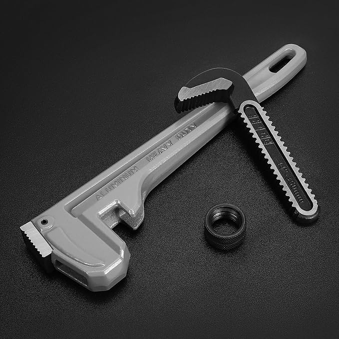 DURATECH 3-Piece Heavy Duty Aluminum Straight Pipe Wrench Set, 10", 14", 18", Adjustable Plumbing Wrench Set, Drop Forged, Exceed GGG standard