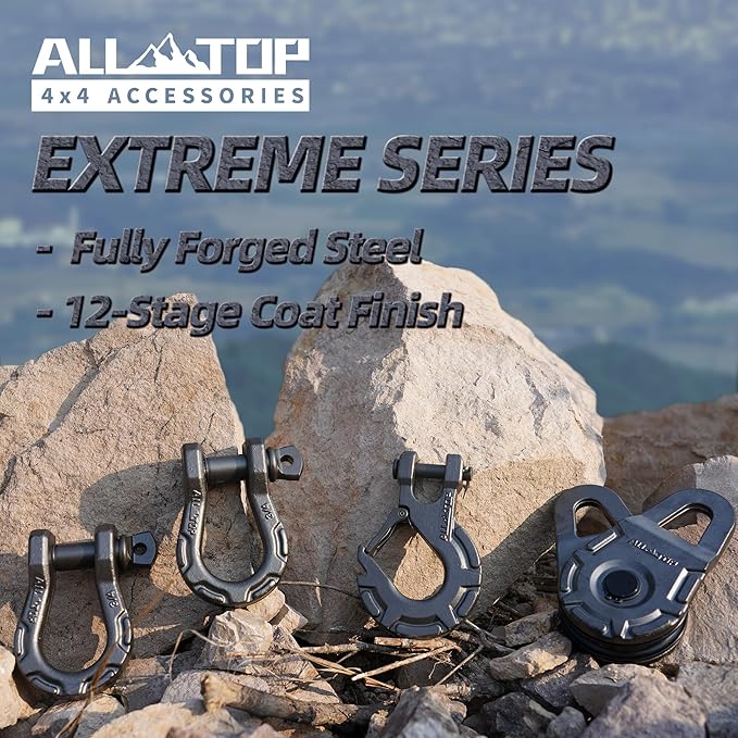 ALL-TOP D Ring Shackle (2 Pack) 3/4" Fully Forged with 7/8 Pin, 79500Lbs Break Strength & 9Ton Work Load, Impact Resistant by Extreme E-Coat