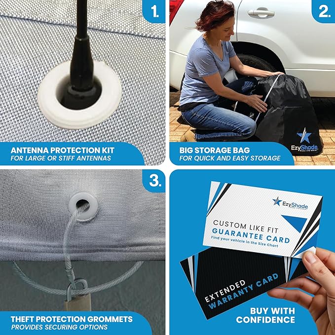 EzyShade 10-Layer Truck Cover Waterproof All Weather. See Vehicle Size-Chart for Accurate Fit. Full Outdoor Pickup Truck Covers for Ranger Frontier Tacoma. Sun Wind Rain. Size T1 (See SizeChart)