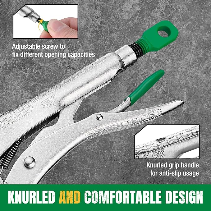 SK 6" C-Clamp Locking Pliers with Regular Jaws, Premium CR-V Construction, Ergonomic Anti-slip Handle
