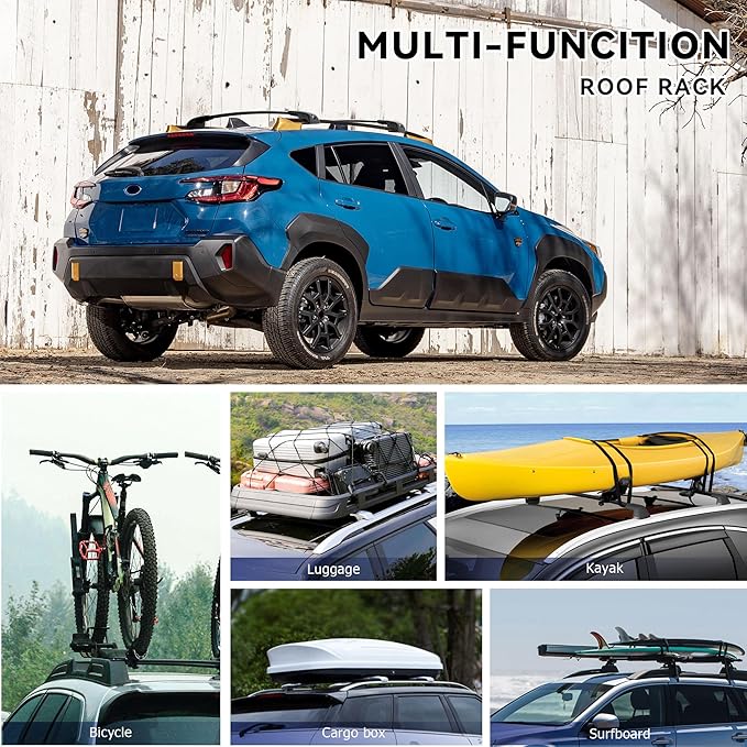 220Lbs Lockable Roof Rack Crossbars Compatible with 2024 2025 Crosstrek Wilderness, Heavy Duty Aluminum Anti-Corrosion Cross Bar Fit Luggage Luggage Kayaks Bicycles Snowboard