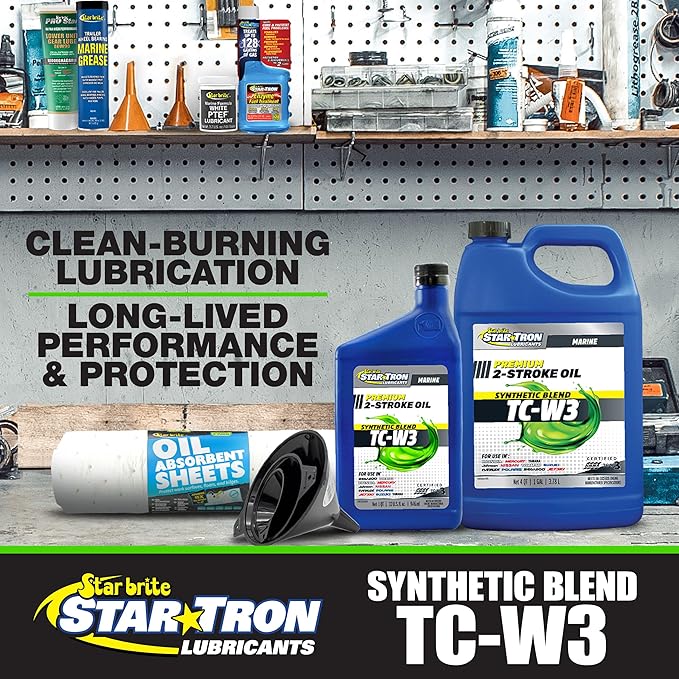 STAR BRITE Super Premium+ 2-Cycle Synthetic Blend TC-W3 Engine Oil - For All Makes & Models of Outboard Motors & Personal Watercraft - Ideal for High Performance Engines