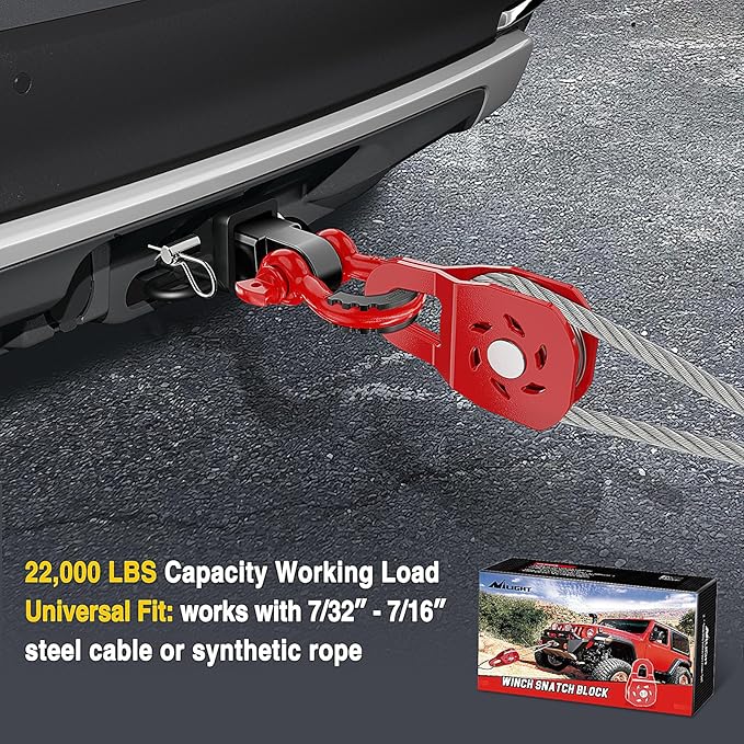 Nilight 10 Ton Winch Snatch Block Towing Pulley Blocks 22,000 LBS Capacity, Heavy Duty Off-Road Recovery Accessory for Synthetic Rope or Steel Cable, Universal Tackle Block for Truck, Tractor, ATV&UTV