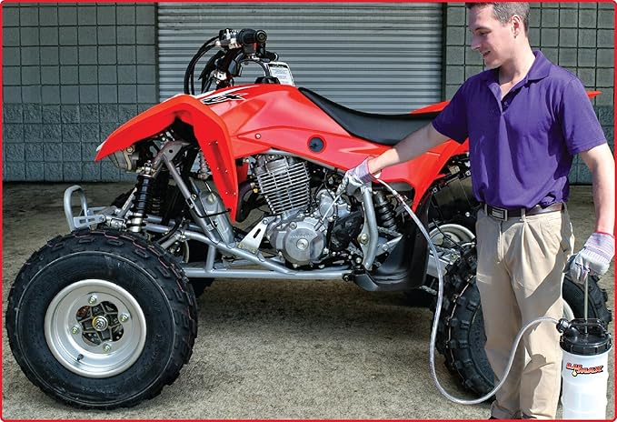 LUMAX LX-1314 Gold/Silver Manual/Pneumatic 2-in-1 Fluid Extractor (2.6G 10L Capacity). Suitable for Brake Fluid, Engine Oil, Gear Oil, Transmission Fluid, Water, etc.