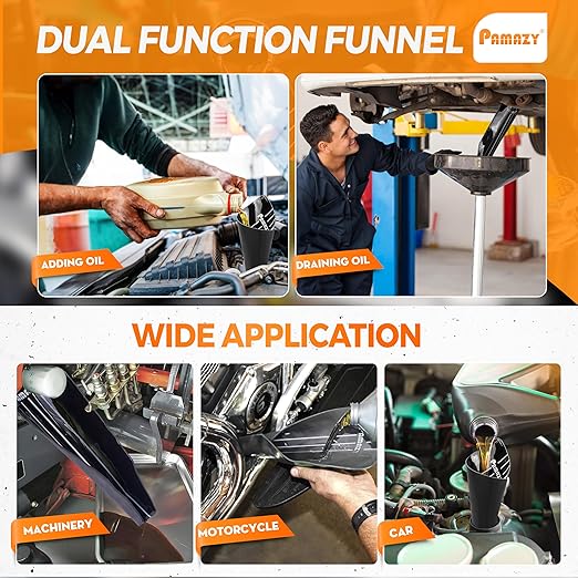 [Large Size] 19.7 x 7.87 Inch Silicone Flexible Oil Funnel Reusable, General Oil Change Draining Tool Spill-Free, Foldable Oil Filter Moldable Drain Funnel for Oil Change Spill-Free Oil Filling