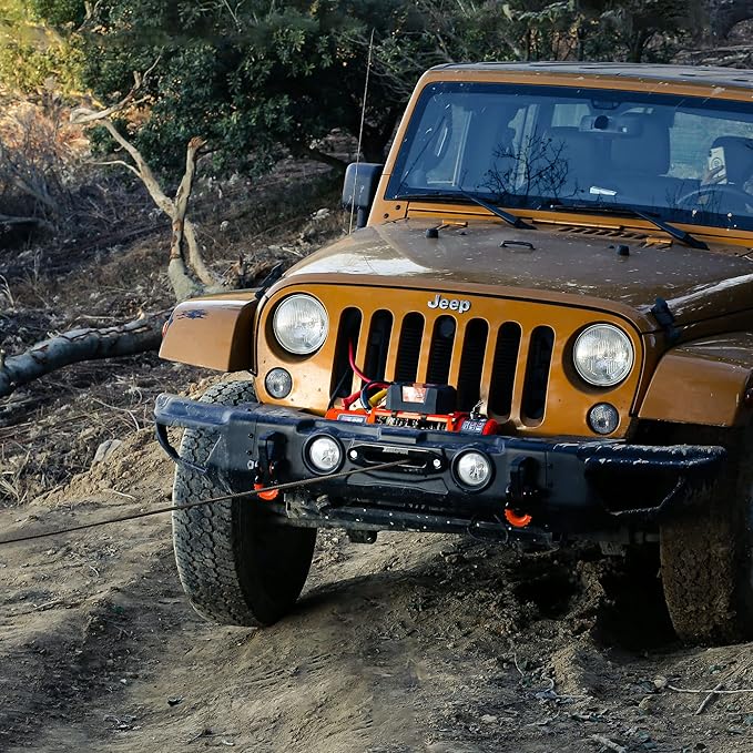 ZESUPER 12V 13000 lb Load Capacity Electric Winch Kit with Synthetic Rope, Wireless Remote and Corded Control,Waterproof IP68 Off Road Winch for Jeep,Truck,SUV