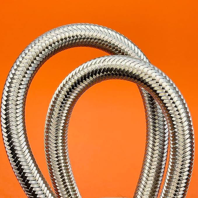 Valve Stem Extenders,4Pcs 7"/180mm Flexible Hexagon Base Valve Stem Extensions,Stainless Steel Tire Extenders Braided Valve Extenders Adaptors Universal for Most Car Truck Trailer RV Vehicles