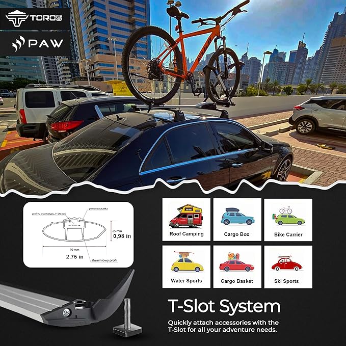 Fits BMW i4 Roof Rack Cross Bars – G26 with Factory Fixing Points, 330 lbs Capacity, Aluminum T-Slot Bars, Lockable, No-Drill Installation (Silver)