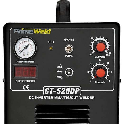 PrimeWeld Pilot Arc 50A Plasma Cutter, 200A TIG/Stick Welder Combo, Multipurpose Welding Machine for Home or Jobsite Use with 1/2-inch Clean Cut, Plasma Cutter, TIG Welder and Stick Welder, CT520DP