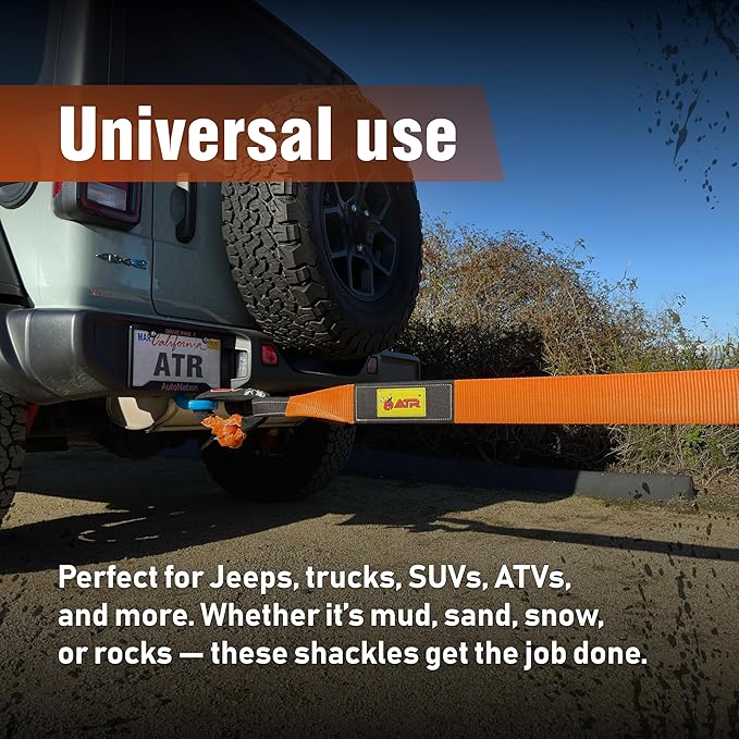 ATR Soft Shackle 3/4" x 24" (1 PC, Orange) – 66,200 lbs Strength | Heavy Duty Synthetic UHMWPE Rope Shackle with Protective Sleeve for Off-Road Recovery, Truck, Jeep, ATV, SUV
