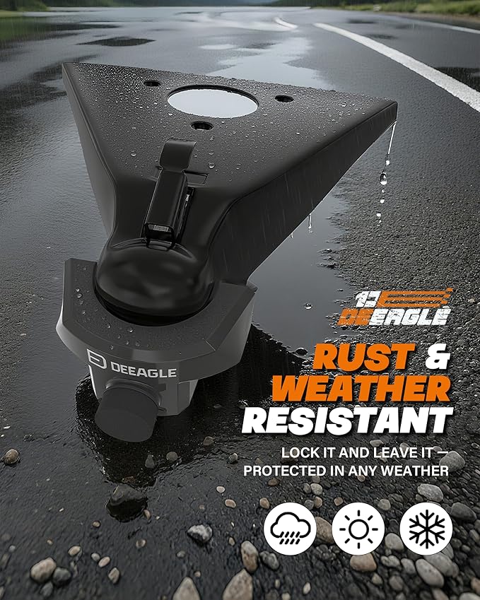 DEEAGLE Heavy Duty Trailer Coupler Lock, RV Trailer Locks Fits 2” Couplers, Anti-Theft Ball Hitch Lock, Black