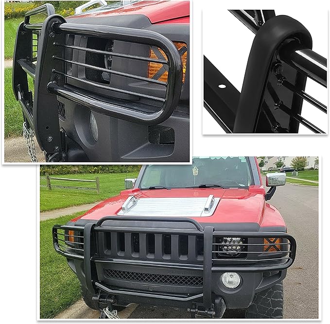 Grille Guard Front Bumper Compatible with 2006-2011 Hummer H3 H3T Bull Bar Front Bumper Grill Grille Guard Protector Brush Push Bar Black Steel Power Coated