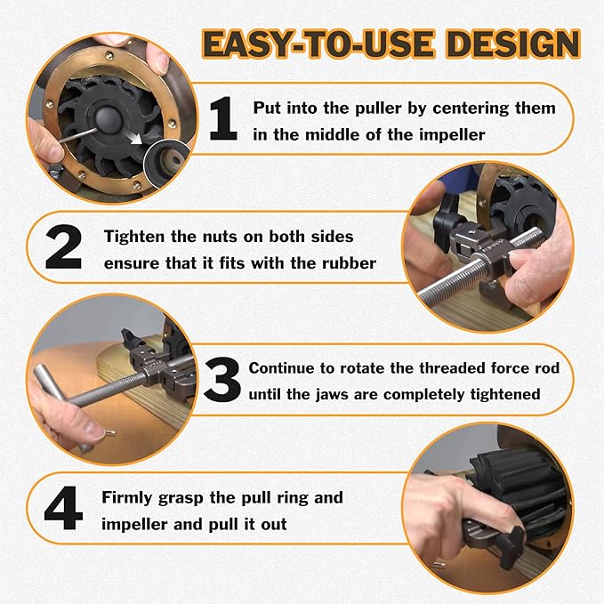 Impeller Puller 660040-1 for 2-1/4" to 2-9/16", Impeller Removal Tool Compatible with Jabsco Pump #50070-0040 and #50070-0200