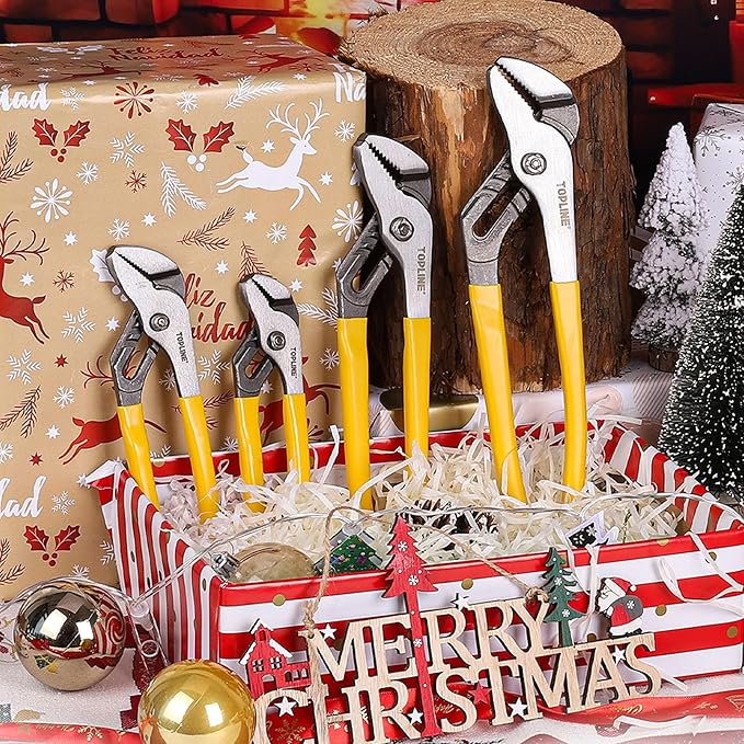 TOPLINE 4-piece Tongue and Groove Joint Pliers Set with Dipped Handles, Groove Joint Pliers Set Included 12-Inch, 10-Inch, 8-Inch and 6-Inch, Ideal for Basic Home Repair and General Applications