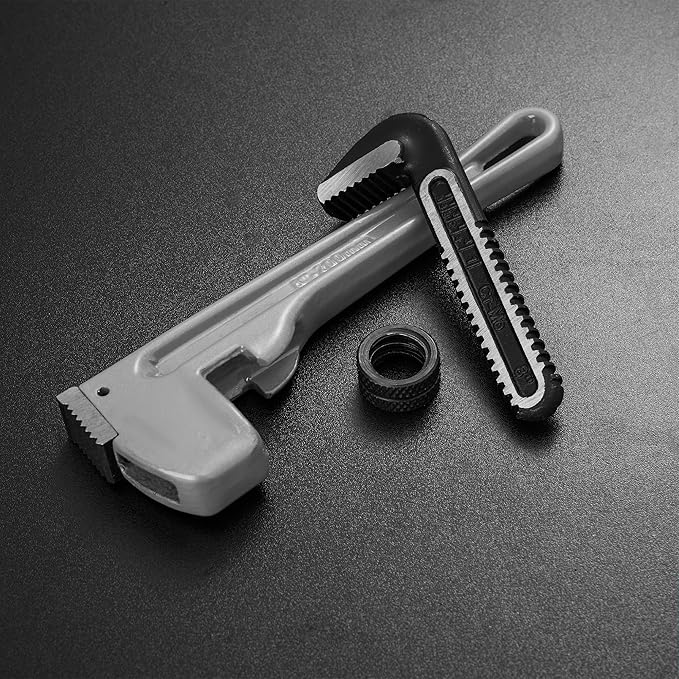 DURATECH 8-inch Heavy Duty Aluminum Straight Pipe Wrench, Adjustable Plumbing Wrench, Drop Forged, Exceed GGG standard