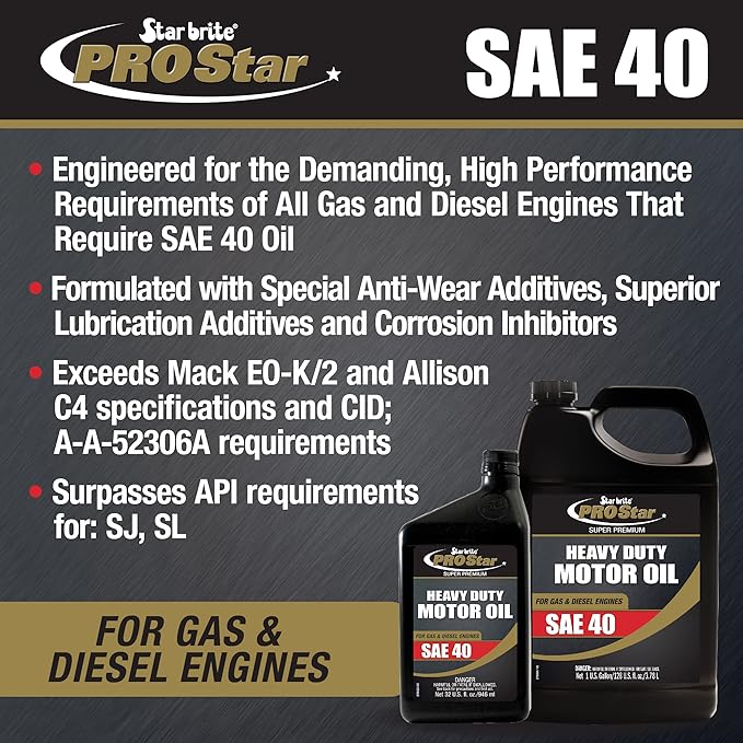STAR BRITE Pro Star Super Premium Heavy Duty Motor Oil SAE 40 - 32 OZ (027932)