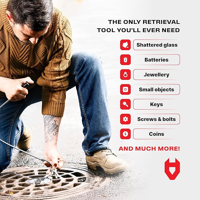 NoCry Magnetic Flexible Claw Grabber Pickup Tool with Bright LED Light - 27.7in Long Magnetic Pickup Tool, Retractable Claw Grabbing Tool, Magnetic Grabber Tool with 5lb Pull Strength Pick Up Tool