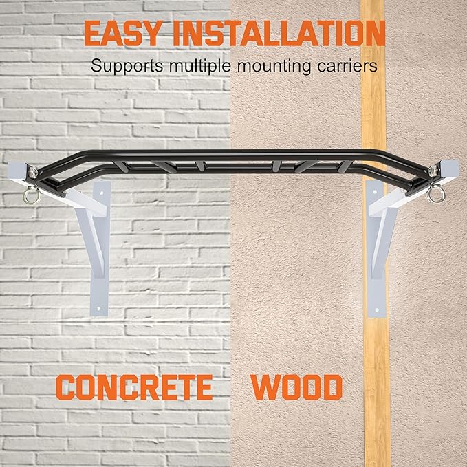 Upgraded-HWOOUSA Pull Up Bar Wall Mounted,Heavy Duty Multi Grip Bar with 14 Grip Positions,Space Saving Home Gym Equipment -Ideal for Garage,Outdoor Strength Training, Chin Up Bar,Supports to 600 Lbs