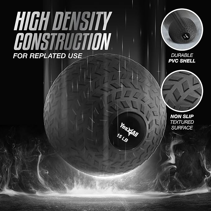 Yes4All Slam Balls, 10-40lb Weighted Ball Weight, Durable PVC Sand Filled Workout Dynamic Slam Ball for Core Strengthen
