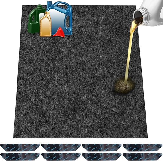 ToLanbbt Garage Floor Mat 72" x 60" - Oil Spill Mat for Under Car Driveway Oil Drip Pad with 8P Tapes, Waterproof Backing, Leak Absorbent, Reusable, Washable, Protect Garage Floor (1P, Dark Gray)