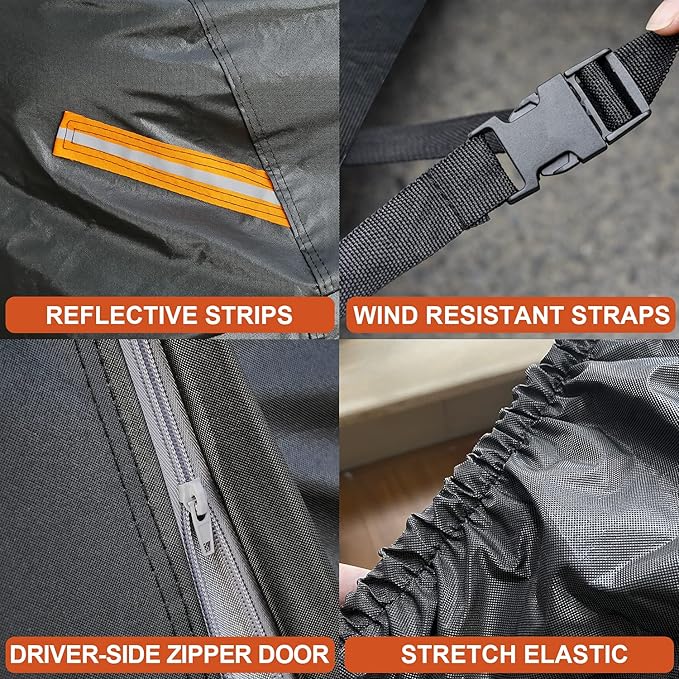 Kayme 7 Layers Heavy Duty Car Cover Waterproof All Weather, Full Exterior Cover Outdoor Snow Sun Uv Protection with Zipper for Automobiles, Universal Fit for Sedan (194-208 inch)