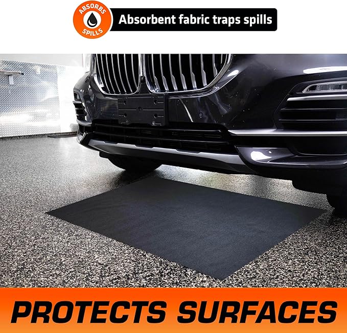 Armor All Premium Maintenance Mat Oil Spill Garage Floor Mat, (30" x 59") (2-Pack), Absorbent, Waterproof, Contains Liquids, Protects Garage Surface or Driveway, Reusable, Washable, Durable (USA Made)