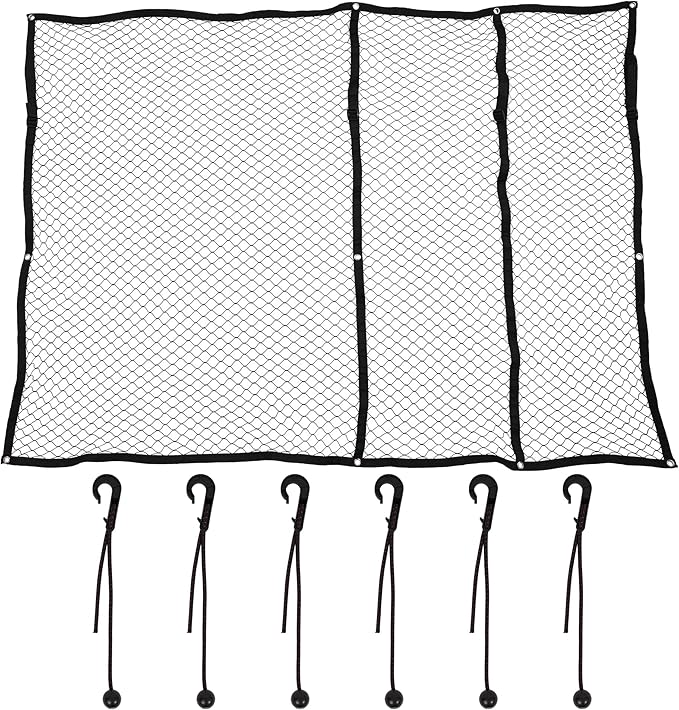Rockland Heavy Duty Bungee Cargo Net for Pickup Truck Bed, 6.5' x 4.5' Stretches to 9.75' x 6.75', Mesh Square Netting with 6 Hooks, Truck Bed Netting, for Rooftop Cargo Carrier, Hitch Cargo Carrier