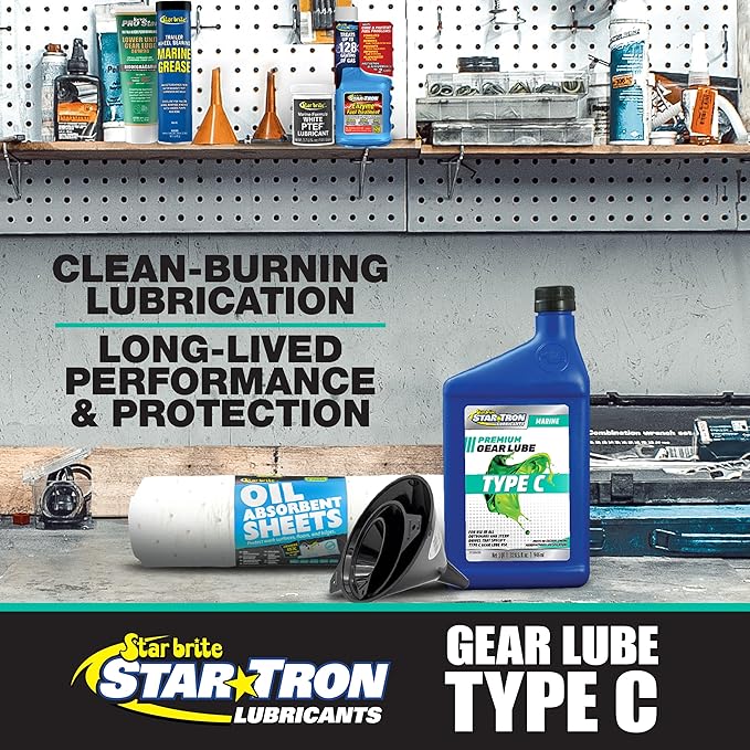 STAR BRITE Star Tron Premium Type C Lower Unit Gear Lube - High Performance Lubricant for Johnson, Evinrude, OMC Outboards & Sterndrives - 32 OZ (027332)