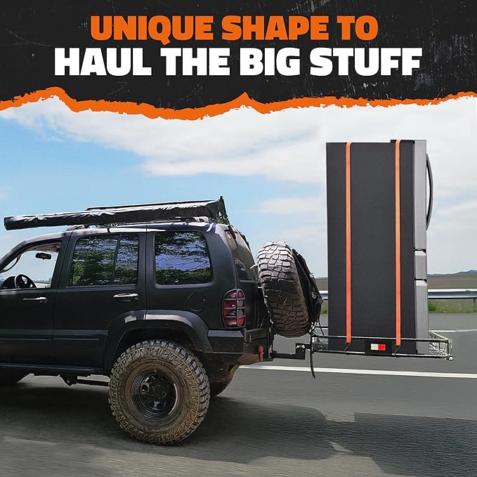 Mockins 40"x40"x6" Extra Deep Square Trailer Hitch Cargo Carrier w/Plate Bracket | 500 Lbs Cap Heavy Duty Cargo Hitch Carrier Rack for Furniture, Appliances & More | Car Trailer Basket w/Accessories