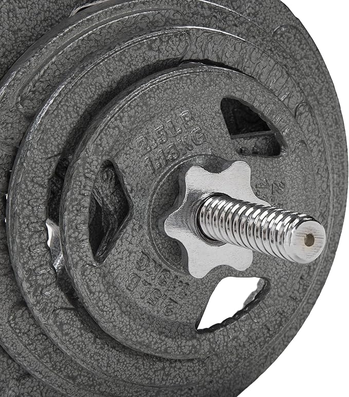 Cast Iron Standard Weight Plates Including 5FT Standard Barbell with Star Locks, 45-Pound Set (35 Pounds Plates + 10 Pounds Barbell), Multiple Styles