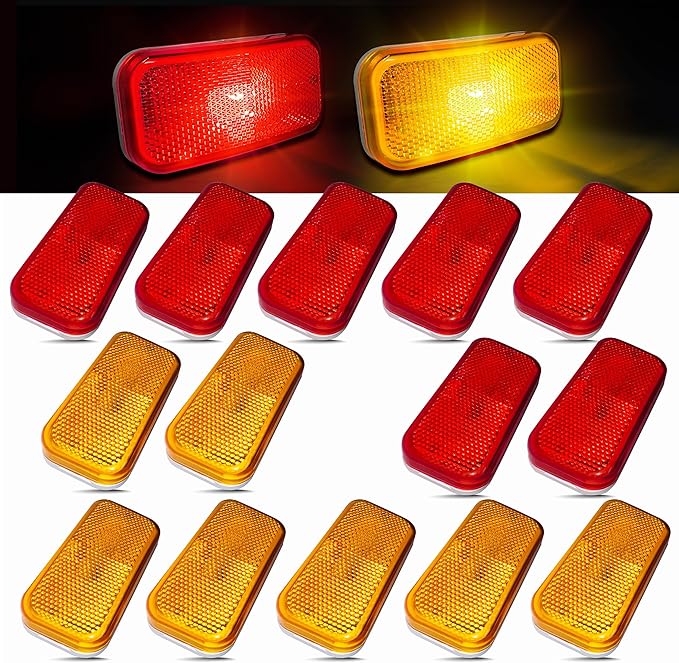 Command Electronics OEM 12V Modern Incandescent RV & Trailer Clearance Light – Made in USA – Amber & Red, White Base – 14-Pack