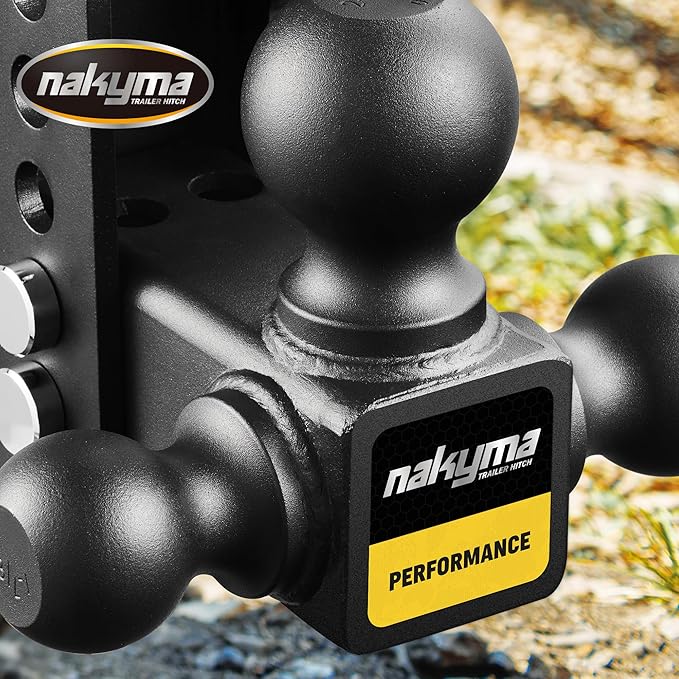 Adjustable Drop Hitch, 8 Inch Drop Trailer Hitch,Tri-Ball(1-7/8'', 2'', 2-5/16'') Hitch, Fits 2-Inch Receiver, Max 16,500 LBS GTW-Truck Trailer Hitch with Double Anti-Theft Pins Locks