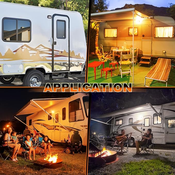 RV Exterior Light, 1300LM Aluminum LED Porch Light With Dual Color White/Amber for RV Camper Trailers Truck Porches Towing 5th Wheels 1 PCS