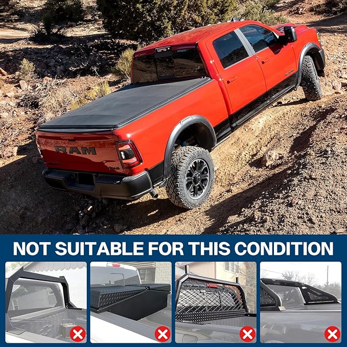 FASTFIT Soft Quad-Fold Tonneau Cover Fits 2009-2025 Ram 1500 with 5'7" (67.4in) Truck Bed w/o RamBox