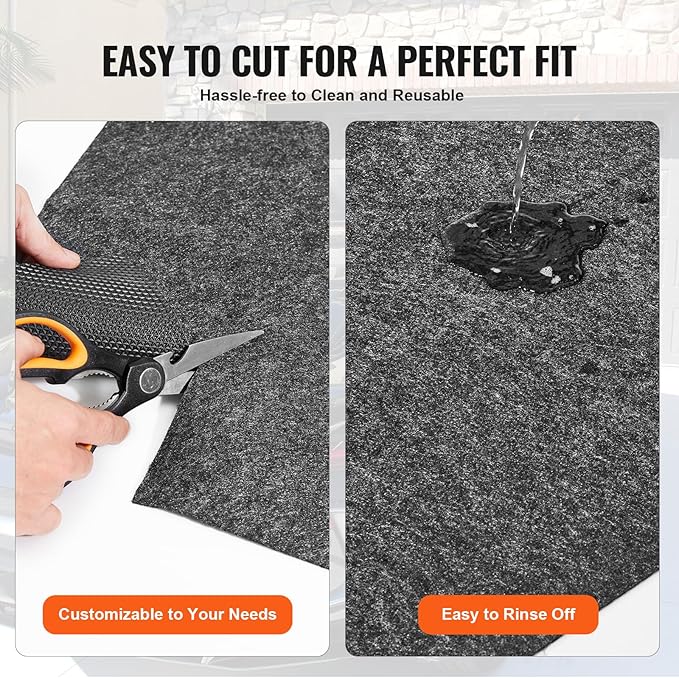 VEVOR Waterproof Garage Floor Mat for Under Car, Non-Slip 6.6'x8.5' Compact Size Heavy Duty Containment Mat, Protects Garage Floor from Water, Mud and Oil, for Garages,Greenhouses,Entrance