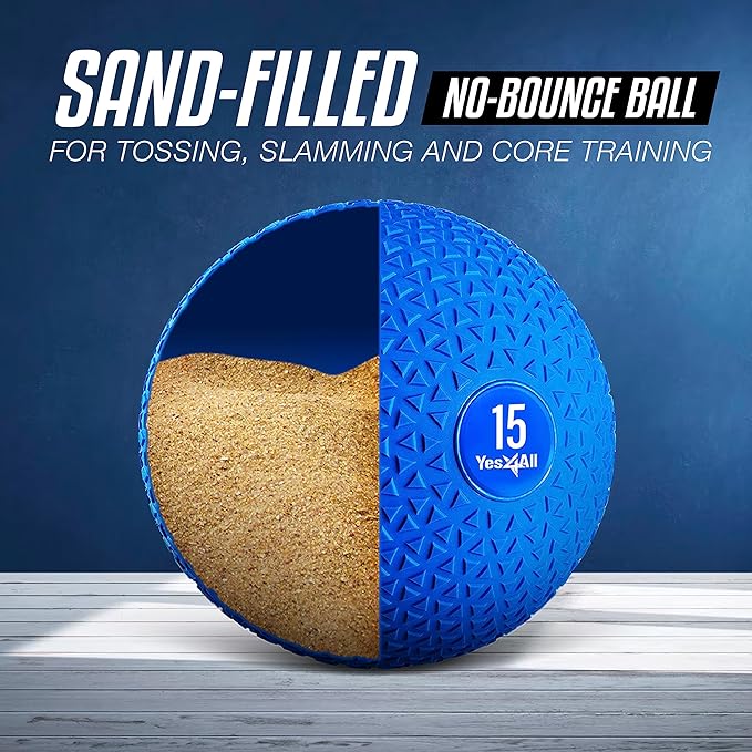 Yes4All Slam Balls, 10-40lb Weighted Ball Weight, Durable PVC Sand Filled Workout Dynamic Slam Ball for Core Strengthen