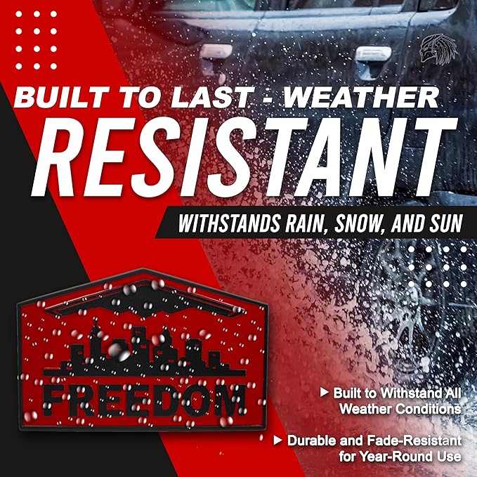 Freedom Emblem, Custom Metal Alloy B-2 Stealth Badge, Exterior Automotive Accessories, Universal Fit for Car, Truck, SUV (Red)