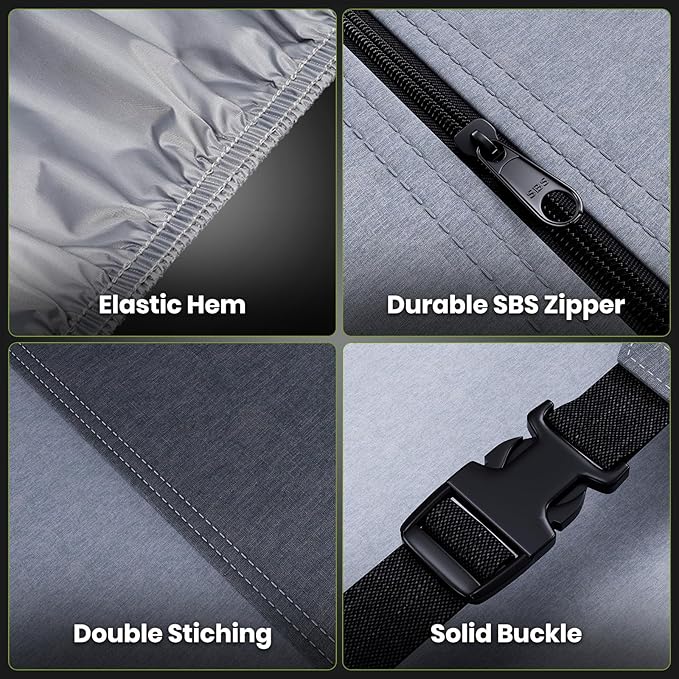 Waterproof Windproof RV Travel Trailer Cover, Anti-Rip Anti-UV 600D Oxford Fabric Camper Cover - with Tongue Jack Cover, Tire Covers, Gutter Covers, for 20'1"-22'