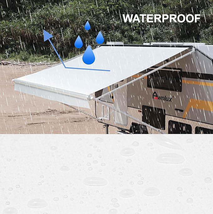 AWNLUX-RV Awning Fabric Replacement - Heavy Duty Weatherproof 4-Ply Vinyl Camper Awning Fabric - Universal Outdoor Canopy for Camper, Trailer, and Motorhome Awnings - Solid White - 13' (Fabric 12'2")