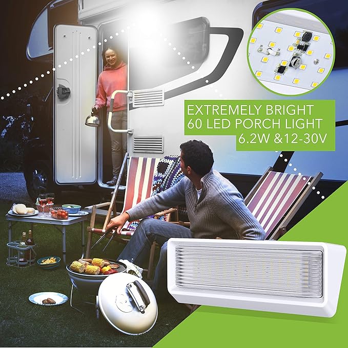 Leisure LED RV Exterior Porch Utility Light XL 12v 650 Lumen Lighting Fixture. Replacement Lighting for RVs, Trailers, Campers, 5th Wheels White Base Clear Lens (White, 1-Pack)