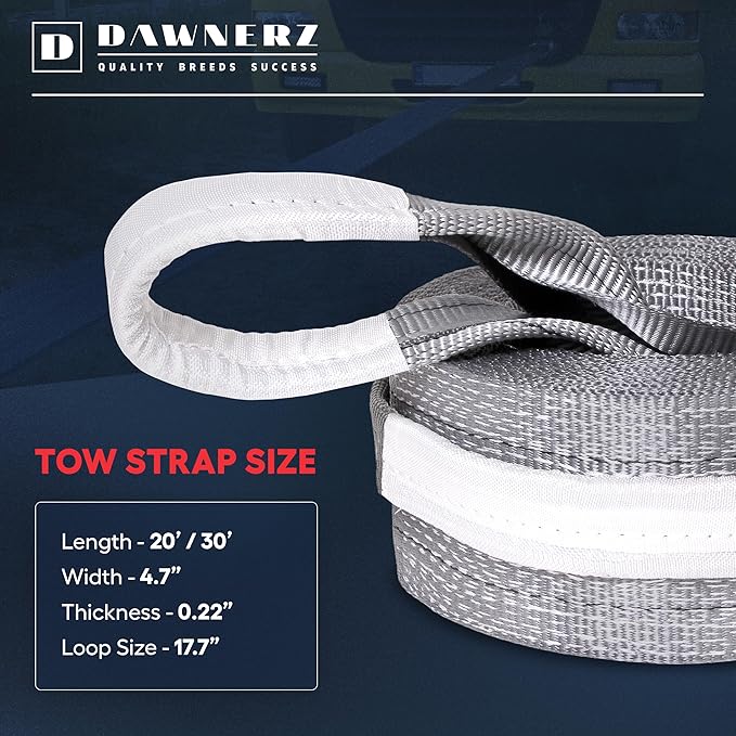 Heavy Duty Tow Recovery Rope 20 ft 70000 lbs Minimum Break Strength - Tow Strap 6 m 35 US Tons for Truck Van and RV