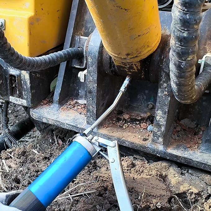 8000 PSI Grease Gun, Heavy Duty Lever Action Greese Gun 14oz, Aluminum Grease Gun Kit with Hose & Standard Coupler & Needle Nose Adapter