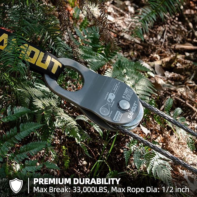 Winch Snatch Block (11 US Ton WLL) Recovery Towing Pulley System for Synthetic Rope or Steel Cable with Max Dia. 1/2in