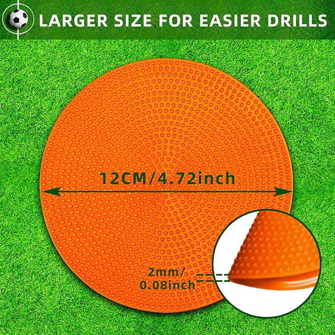 Poly Spot Markers 9 inch Non-Slip Rubber Agility Markers Flat Field Cones Floor Dots for Football, Soccer, Basketball Training Markers, School Activities, Exercise Drills, Social Distancing