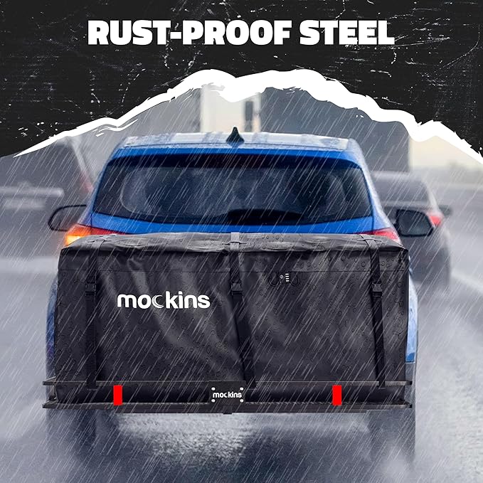 Mockins 60"x20"x6" Trailer Hitch Cargo Carrier | 500 lbs. Capacity 2" Receiver Hitch Rack Luggage Carrier & Cargo Trailer Accessories | Weatherproof Steel Folding Luggage Rack for Car, SUV & Truck