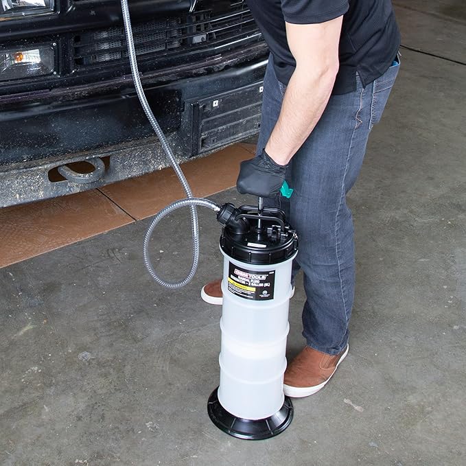 OEMTOOLS 24936 Manual Fluid Extractor Pump, 2 Gallon (8L) Oil Extractor Pump Capacity, Use for Oil, Coolant, and Transmission Fluid, 2 Dipstick Adapters, 5ft Hose