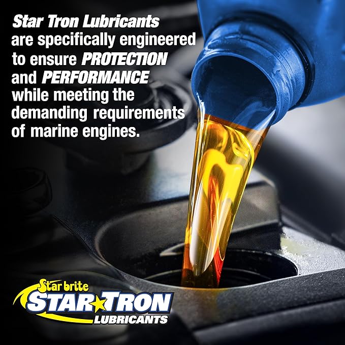 STAR BRITE Star Tron Premium 4 Stroke Marine Oil - 10W-30 - Synthetic Blend Engine Oil for Outboards, Gasoline Inboards & Stern Drives - NMMA FC-W Certified, 32 OZ (028132)