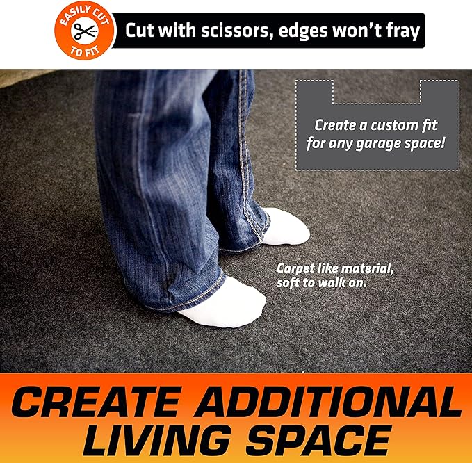 Armor All Original Garage Floor Mat, (20' x 7'4"), Protects Surfaces, Transforms Garage, Absorbent, Waterproof, Durable (Includes Double Sided Tape) (USA Made) (Charcoal)